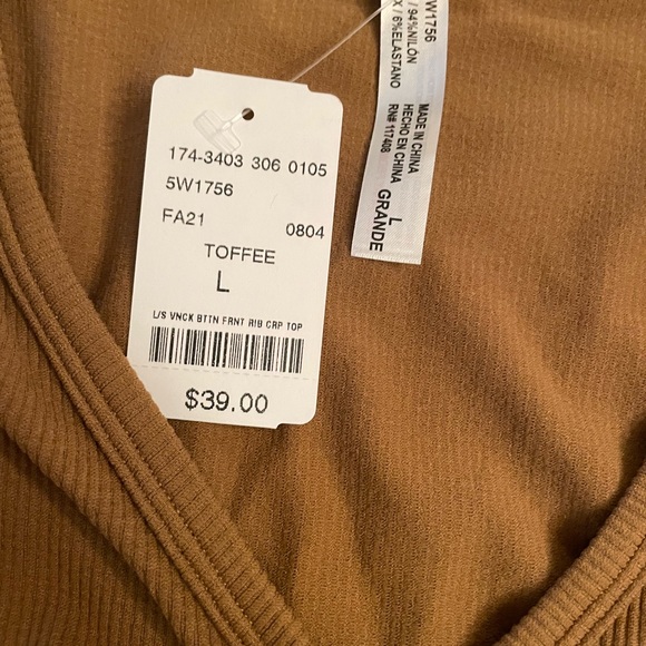 Garage Brown Long Sleeved Croptop - Picture 4 of 5